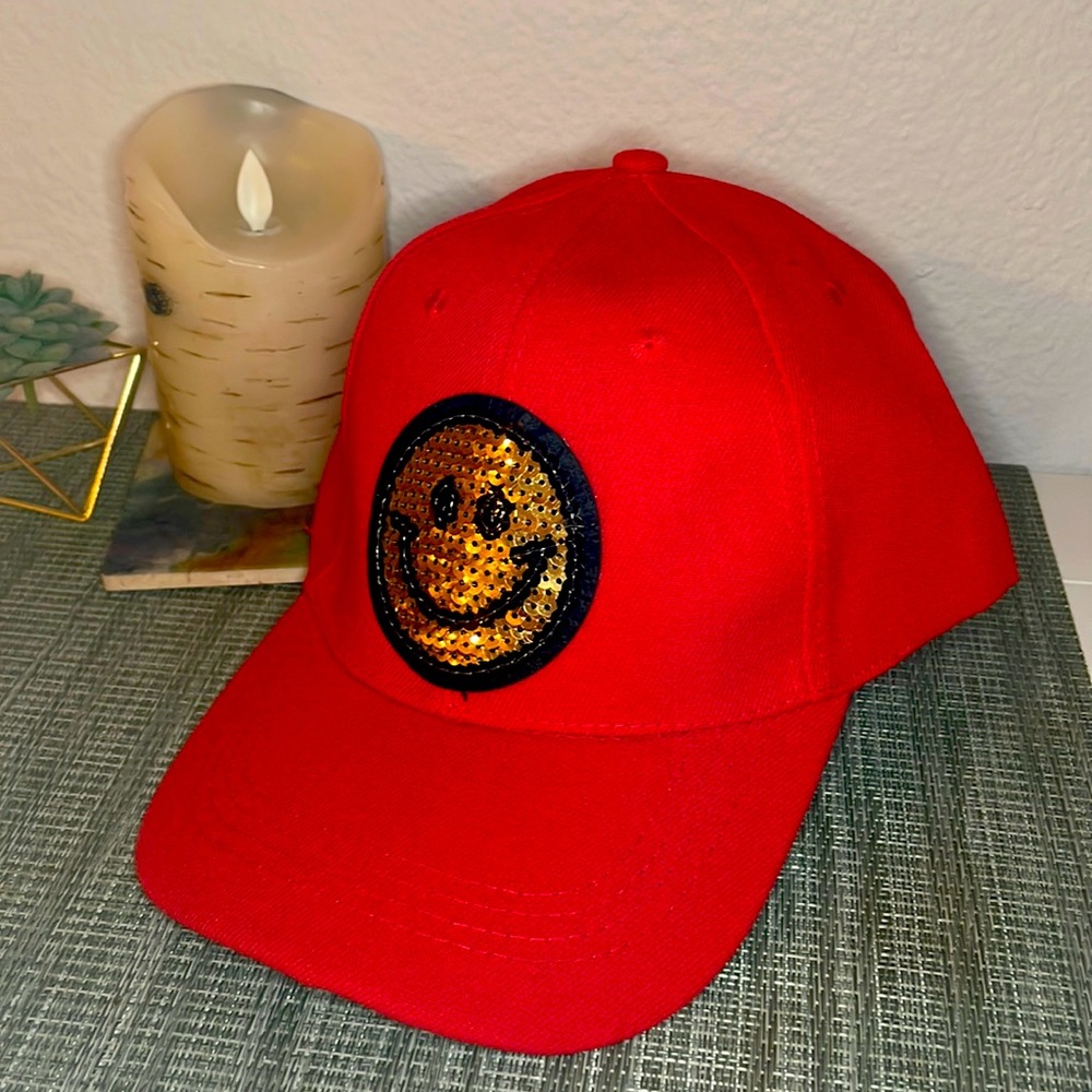 #46 Red Smile Emoji Baseball Cap 😀